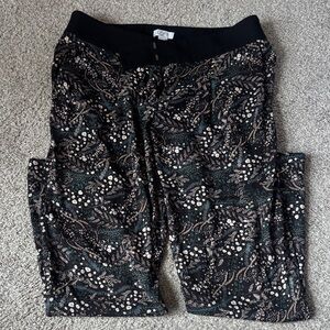 LOFT Black  Floral Pants - 4 petite